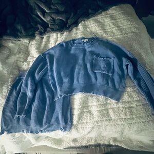 Mabel Blue Distressed Sweater Skirt set.
